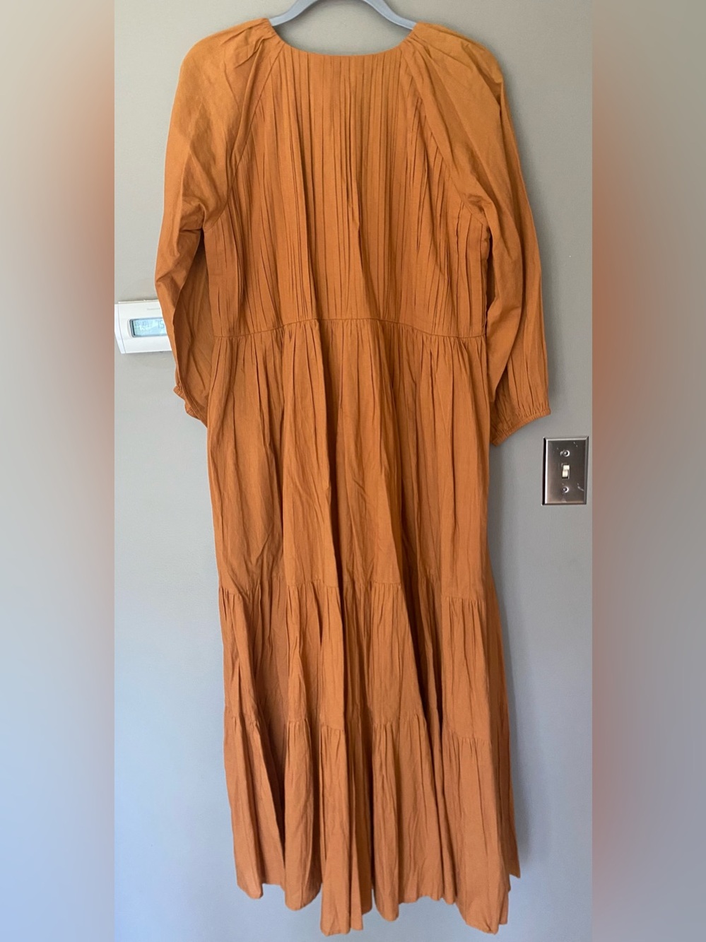 TAILOR DIDI x ANTHROPOLOGIE Organic Cotton Tiered Maxi Dress in Rust Size XL - Picture 7 of 8